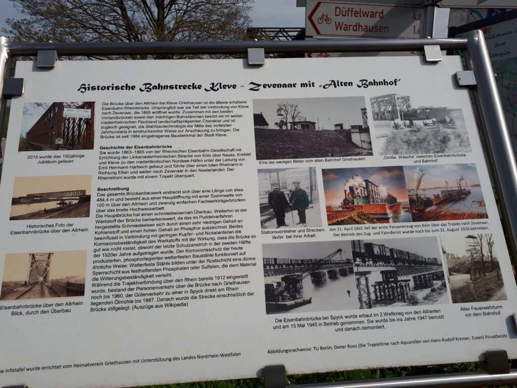 Informatiebord bij de oude spoorbrug van Griethausen.